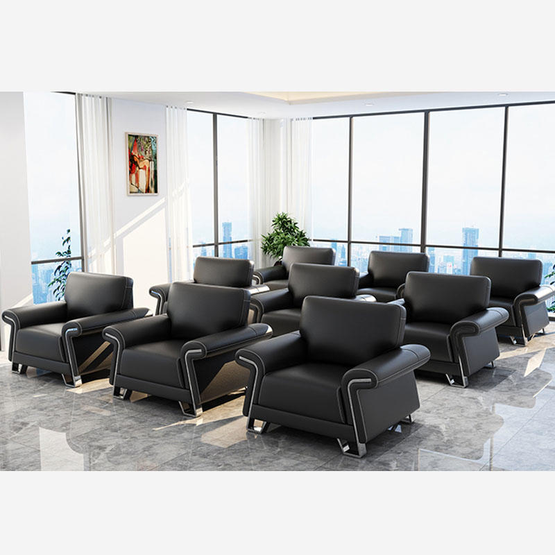 Office Sofa Set | High Quality Metal Frame Leather Black ...