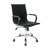 Middle Back Ripple Black PU Leather Office Chair for Office Use