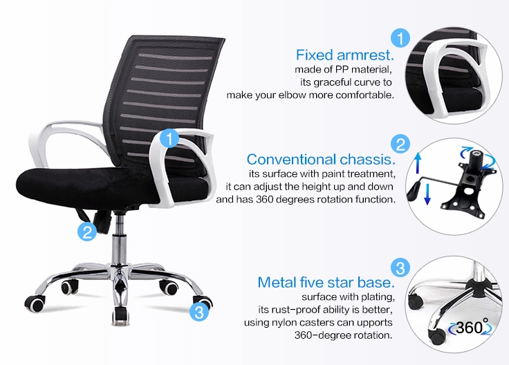 Medium back computer task chair swivel mesh office chair-3